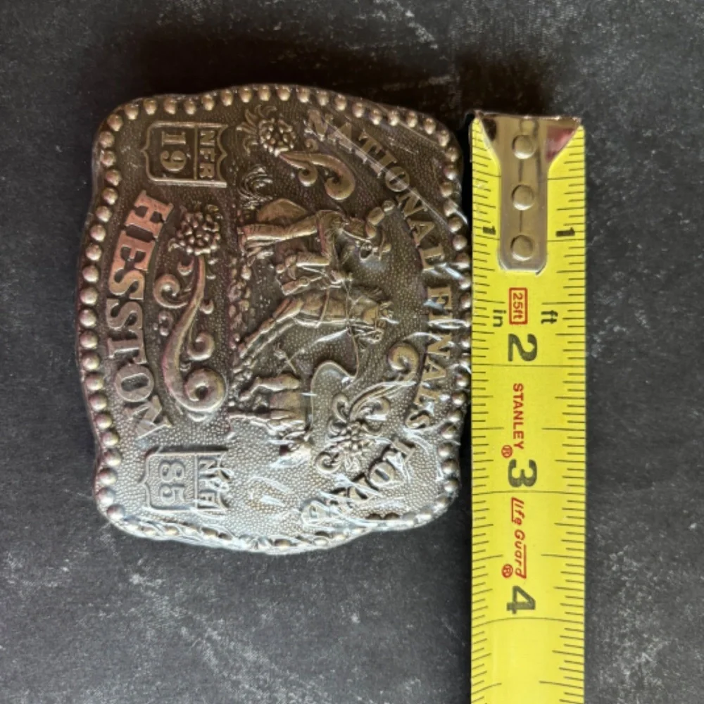 Hesston 1985 Bronze Adult National Finals Rodeo Commemorative Series Belt Buckle